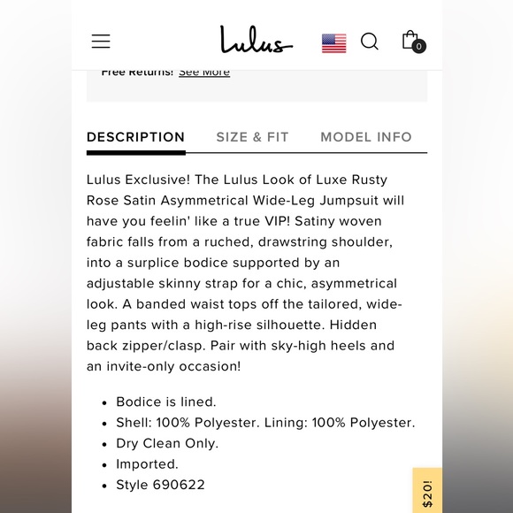 Lulu’s Look of Luxe Satin Jumpsuit Color- Rusty Rose Size- Extra Small - Picture 8 of 12